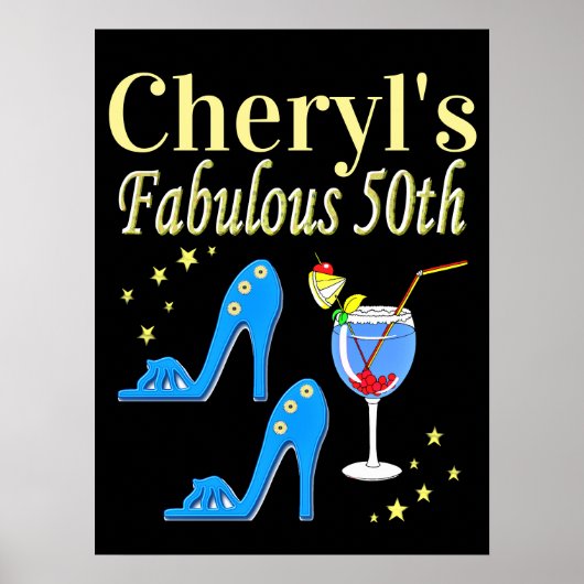 PRACHTIG BLAUW 50E VERJAARDAG ONTWERP POSTER (Voorkant)