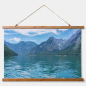 Prachtig blauw bergmeer - romantisch landschap hangend wandkleed (Voorkant)