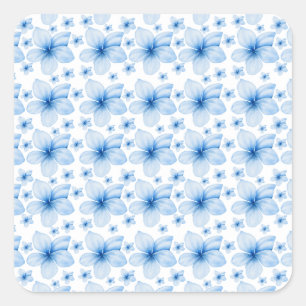 Prachtig blauw bloem naadloos patroon vierkante sticker