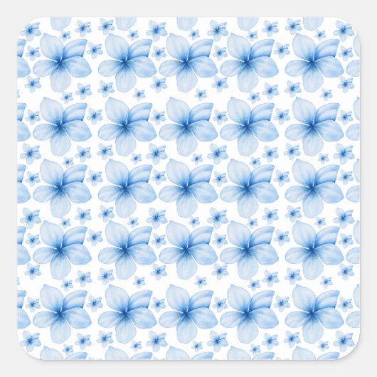 Prachtig blauw bloem naadloos patroon vierkante sticker (Voorkant)