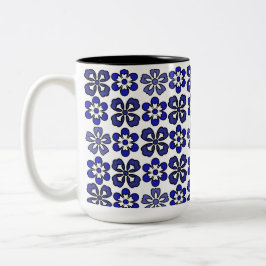 Prachtig blauw bloemen patroon tweekleurige koffiemok