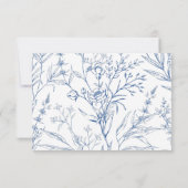 Prachtig blauw bloemenbruiloft gastendetail (Achterkant)