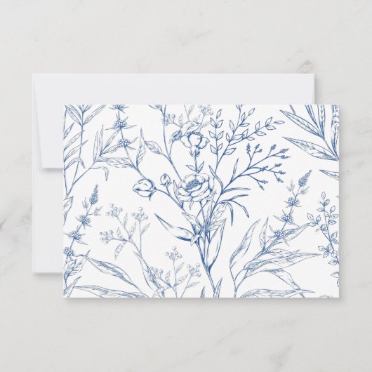 Prachtig blauw bloemenbruiloft gastendetail (Achterkant)