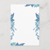 Prachtig blauw bloemenbruiloft gastendetail informatiekaartje (Achterkant)