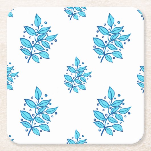 Prachtig blauw botanisch design Onderzetter (Voorkant)