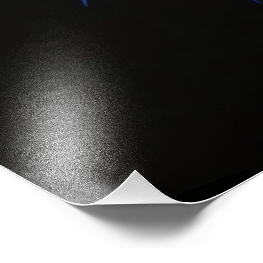 Prachtig blauw Christelijk kruis op zwart | Foto Afdruk (Hoek)