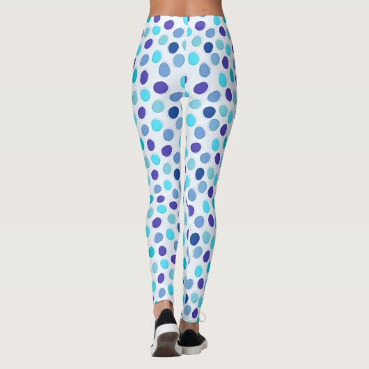 Prachtig blauw en Alice Blue Polka Dot Pattern Leggings (Achterkant)