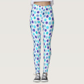 Prachtig blauw en Alice Blue Polka Dot Pattern Leggings (Voorkant)