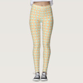 Prachtig blauw en burlywood polka dot patroon leggings (Voorkant)