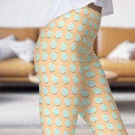 Prachtig blauw en burlywood polka dot patroon leggings