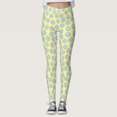 Prachtig blauw en crème wit Polka Dot Pattern Leggings (Voorkant)
