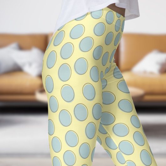 Prachtig blauw en crème wit Polka Dot Pattern Leggings