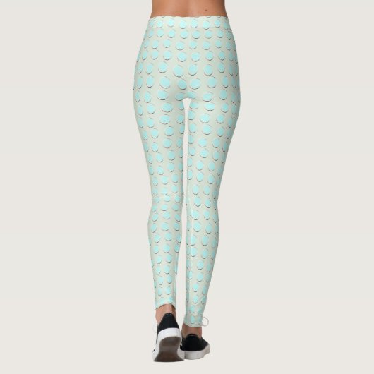 Prachtig blauw en HoneyDew Polka Dot Pattern Leggings (Achterkant)