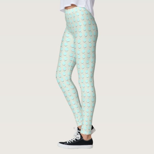 Prachtig blauw en HoneyDew Polka Dot Pattern Leggings (Links)