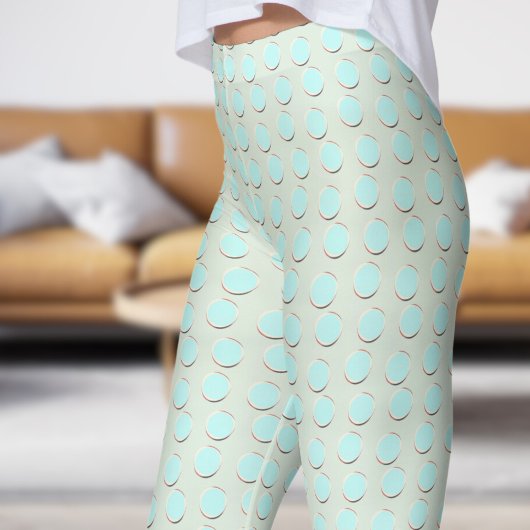 Prachtig blauw en HoneyDew Polka Dot Pattern Leggings