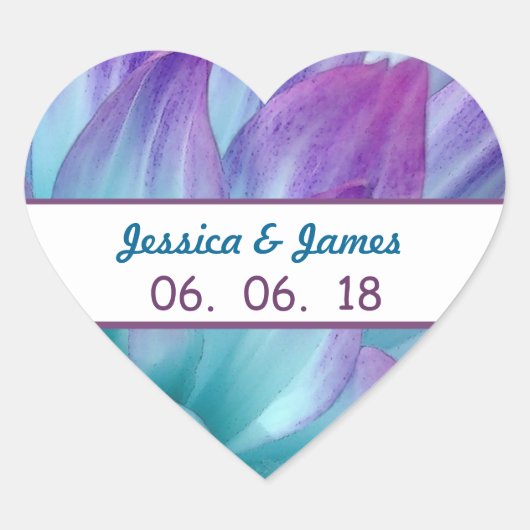 Prachtig blauw en Paarse bruiloft Dahlia A11A Hart Sticker (Voorkant)