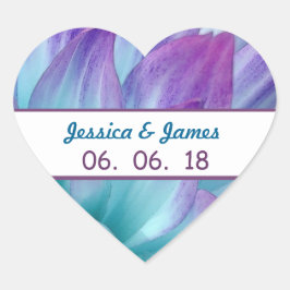Prachtig blauw en Paarse bruiloft Dahlia A11A Hart Sticker