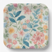 Prachtig blauw en roze bloemontwerp papieren bordje (Voorkant)