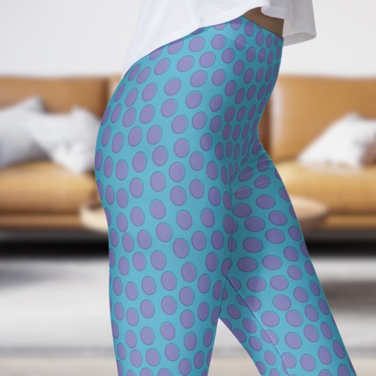 Prachtig blauw en roze polka dot patroon leggings