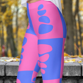 Prachtig blauw en roze steentjes patroon leggings