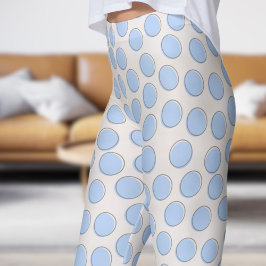 Prachtig blauw en sneeuwwit Polka Dot Pattern Leggings