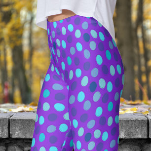 Prachtig blauw en violet polka dot patroon leggings