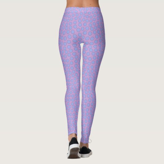 Prachtig blauw en Wisteria Polka Dot Pattern Leggings (Achterkant)
