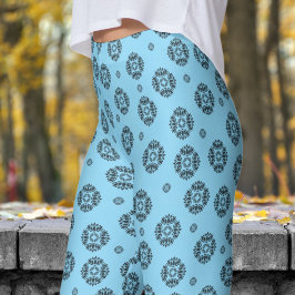 Prachtig blauw en zwart Mandela patroon Leggings