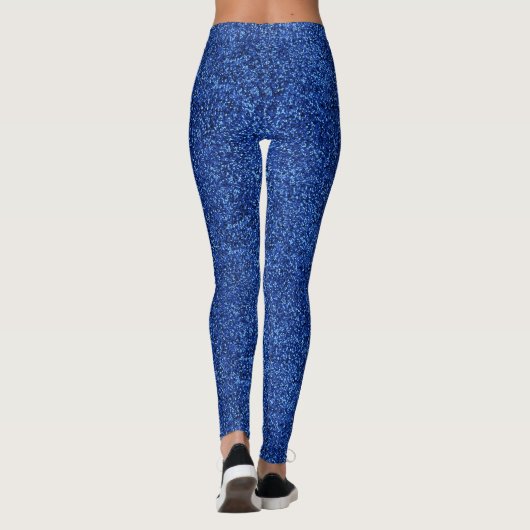 Prachtig blauw glitter-effectpatroon leggings (Achterkant)