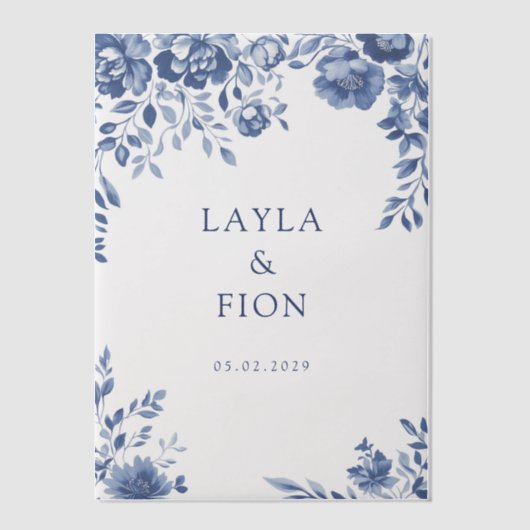 Prachtig blauw Lijst Vellum Uitnodigingen (Voorkant)