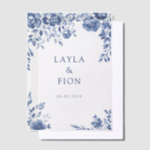 Prachtig blauw Lijst Vellum Uitnodigingen (Offset)