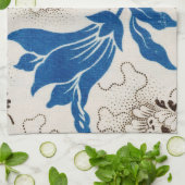 Prachtig blauw met Stippled Floral Print | Teerhan Theedoek (Gevouwen)