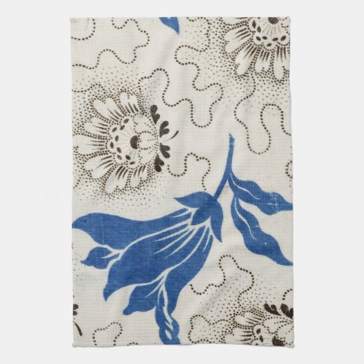 Prachtig blauw met Stippled Floral Print | Teerhan Theedoek (Verticaal)