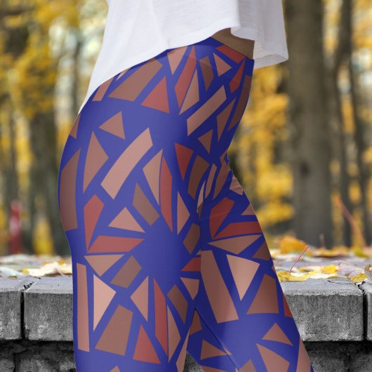 Prachtig blauw mozaïek patroon leggings