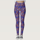 Prachtig blauw mozaïek patroon leggings (Voorkant)