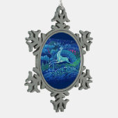 Prachtig  blauw Russisch rendier Tin Sneeuwvlok Ornament (Links)