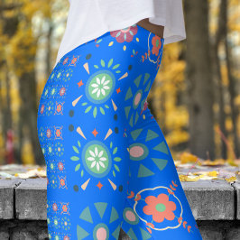 Prachtig blauw Scandinavisch volkspatroon Leggings