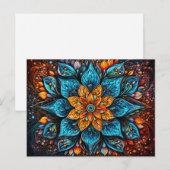 Prachtig blauw Sinaasappel Mandala geometrisch pat Briefkaart (Voorkant / Achterkant)