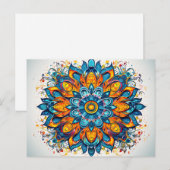 Prachtig blauw Sinaasappel Mandala geometrisch pat Briefkaart (Voorkant / Achterkant)