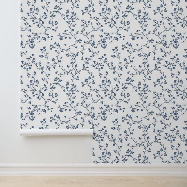 Prachtig blauw toilet behang (Applicatie)