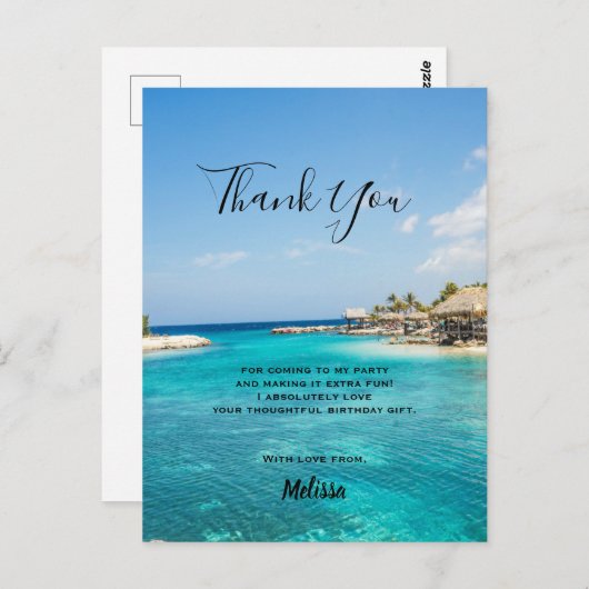 Prachtig blauw tropisch strand dank u briefkaart (Voorkant / Achterkant)