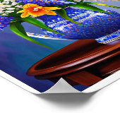 Prachtig blauw vaas Sinaasappel tulpen Art Print P (Hoek)