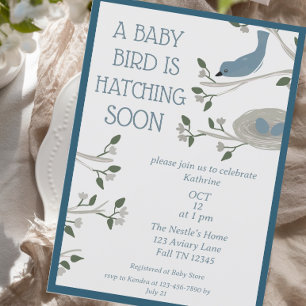 Prachtig blauw vogelnest Baby shower Kaart