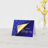 Prachtig blauw vrolijk kerstfeest Wenskaart Kaart (Gele Bloem)