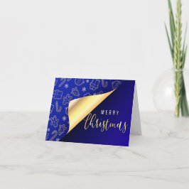 Prachtig blauw vrolijk kerstfeest Wenskaart Kaart