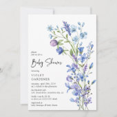Prachtig blauw Wildflower Baby shower Kaart (Voorkant)
