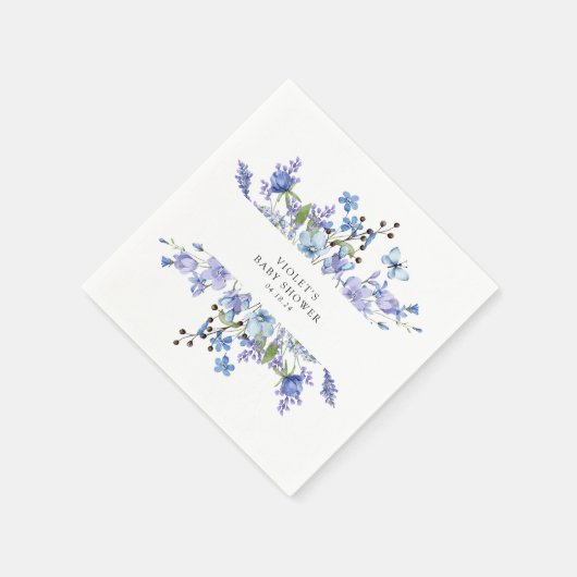 Prachtig blauw Wildflower Baby shower Servet (Hoek)