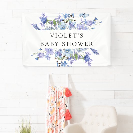 Prachtig blauw Wildflower Baby shower Spandoek (Insitu)