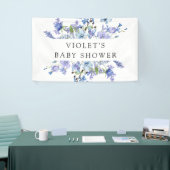 Prachtig blauw Wildflower Baby shower Spandoek (Beurs)