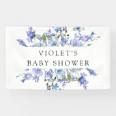 Prachtig blauw Wildflower Baby shower Spandoek (Horizontaal)